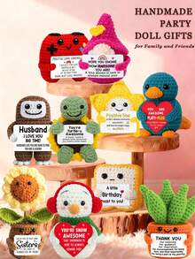 1pc Handmade Crocheted Desktop Decor Figurine, Whimsical Sci-Fi Character Animal Plant Shaped Doll, Cute Cartoon Style Gift For Best Friend, Birthday, Sister, Mom, Grandma, Coworker, Family, Positive , Creative Party Favor, Mother's Day, Thanksgiving Gift, Children's Plush Doll, Room Desk Decoration - Multicolor - View 3