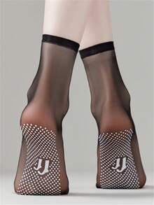 10 Pairs Women's Thin Breathable Summer Socks, Anti-Slip Anti-Snag Massage Bottom Boat Socks, Versatile & Fashionable For Daily Wear - Black - View 3