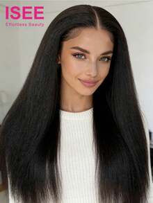 ISEE Hair Kinky Straight Wear Go Glueless Wigs 9*6 Transparent Lace Wig 16-28 Inch 180% Density High Density Pre-Plucked & Pre-Cut Lace Stylish Wig Pre-Bleached Mini Knots Unprocessed Human Virgin Hair Natural Looking Versatile Style 100% Human Hair Wig Vacay Vibes Active Energy Travel Essential Holiday Outfits Bridesmaid Gifts Accessories Women Free Shipping Artistic Elegance Active Energy Casual Everyday Romantic Getaway Edgy And Clean Cut Wig Perfect For Citylife - SNatural - View 2