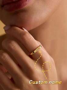 1pc Personalized Name Ring, Exquisite Name Ring, Customized Ring, Engraved Ring, Name Jewelry, Women's Ring, Personalized Gift, Gift For Her, Valentine's Day Gift, Mother's Day Gift, Anniversary Gift, New Year & Birthday Gift - Multicolor - View 10