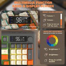 FREEWOLF T96 无线游戏键盘鼠标套装，双蓝牙/2.4G RGB 背光机械手感键盘，带智能显示屏和旋钮，4000 DPI 游戏鼠标，适用于 PC 笔记本电脑，助您赢得胜利 - 查看 6