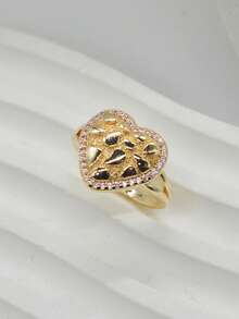 Nhẫn nữ hình trái tim bất đối xứng, món quà trang sức thích hợp cho sử dụng hàng ngày, dự tiệc, Giáng sinh, Lễ Tạ ơn. - Hồng - Xem 29