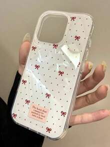 可爱简约粉色蝴蝶结波点手机壳，适用于 17 Pro Max、17 Pro、17 Air、17、16、15、14、13、12、11 Pro Max Plus，柔软保护后盖，女孩礼物 - 白色 - 查看 2