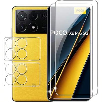 4pcs Set, Compatible With Xiaomi POCO F8 Pro/F8 Ultra/M7/M7 Pro/M7 Ultra/F7/F7 Pro/F7 Ultra/X6/X6 Pro/X7/13/13T/13T Pro/14/14T/14T Pro/15/15T/15T Pro, 2pcs Clear HD Screen Protectors, 2pcs HD Clear Tempered Glass Camera Lens Protectors, Anti-Scratch Anti-Drop Screen Protector Film