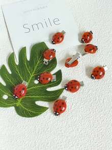 10PCS Red Ladybug Hairpins - Animal Insect Clips, Girls & Women, Daily & Back To School Accessories - 彩色 - 查看 3