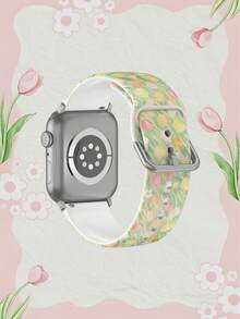 彩色郁金香图案硅胶表带，兼容 38mm 40mm 41mm 42mm 44mm 45mm 49mm，适用于 Series Ultra/SE/8/7/6/5/4/3/2/1 - 彩色 - 查看 2