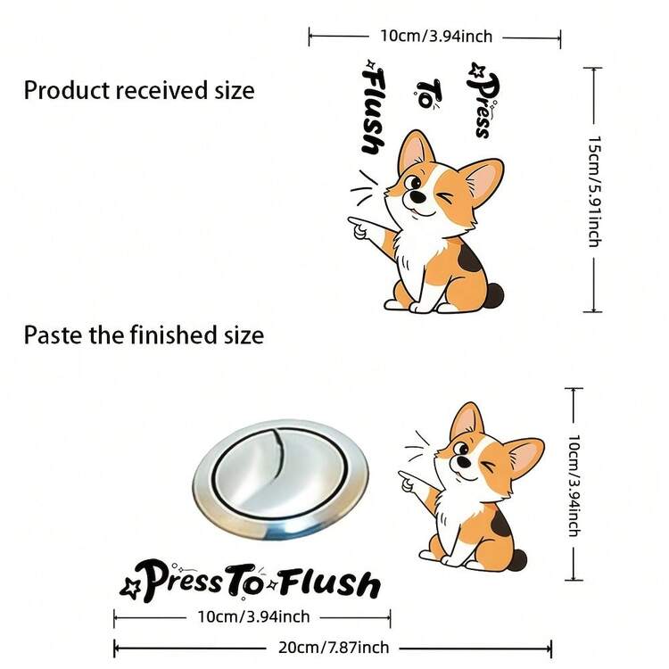 1 pieza Pegatina de inodoro con gato de dibujos animados, "Presionar para tirar de la cadena" Decoración de baño autoadhesiva para inodoro y bañera, apta para vidrio, azulejos y paredes lisas, puede cubrir defectos y sellar, sin necesidad de planchar, decorativa, colores vibrantes, regalo único ideal, fácil DIY, pegatina de pared para baño - Multicolor - Ver 4