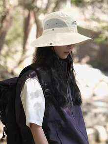 Breathable Mesh Bucket Hat, Wide Brim Adjustable, Sun Protection Fishing Hat Suitable For Hiking, Fishing, Mountaineering, Camping, Jungle Exploration,Summer,Beach,Holiday,Travel - A - View 5