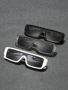 1 副男士个性化一体式复古时尚眼镜，适合各种场合 - 白色 - 查看 10