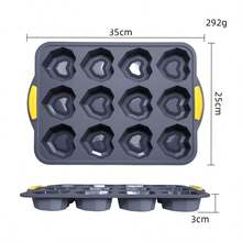 1pc Silicone 12-Cavity Heart Shaped Mold, 3D Heart Cake Mold, Pudding Chocolate Jelly Baking Tool - View 5