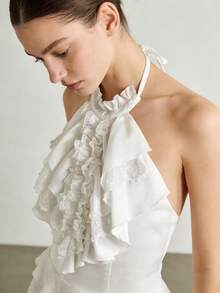 1 Pc White Retro Thin Neck Cover Court Tie, Shirt Cloth Scarf Dress Fake Collar For Ladies - White - View 3