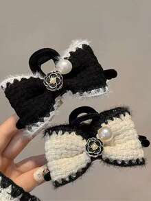 秋冬季优雅蝴蝶结发爪夹，毛绒发爪夏季发饰沙滩度假发夹 - 彩色 - 查看 1