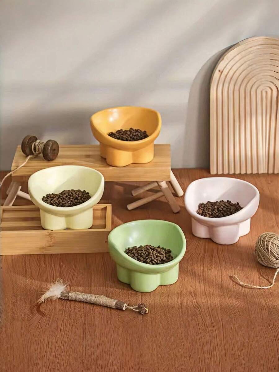 陶瓷猫碗,水碗,保护颈部,高脚倾斜设计,猫咪饮水碗,宠物碗,狗粮碗,食物碗,倾斜设计符合宠物进食习惯,方便猫狗舔舐清洁,减少食物残渣,保持口腔卫生,也适用于扁脸宠物。 - 200ml - 查看 1