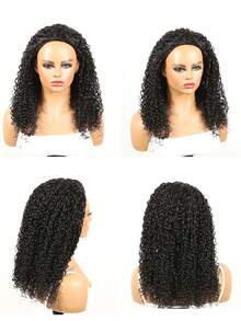 Curly Half Wig Human Hair 180% Density Glueless Wear & Go 3 In 1 Boho Waves Flip Over Headband Drawstring Wig Wear And Go Glueless Wigs For Women Natural Looking Beginner Friendly Natural Black - Natural Black - View 5