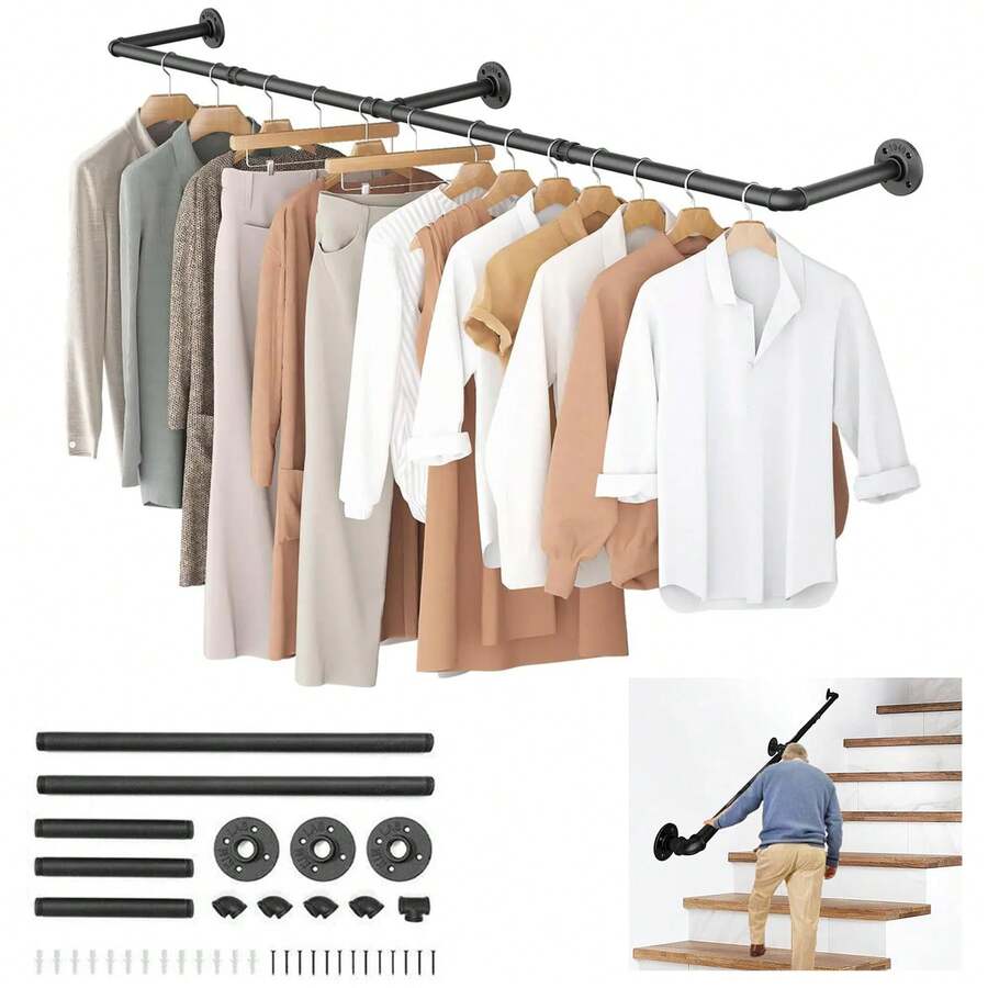 Estante para ropa de metal multiusos de 183cm - negro - Ver 1