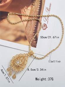 1 mặt dây chuyền hình giọt nước kiểu Ả Rập bằng hợp kim kẽm đính đá, thích hợp cho đám cưới và đeo hàng ngày của phụ nữ. - Vàng - Xem 5