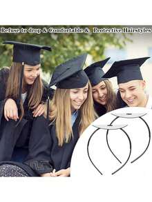 Sturdy Anti-Slip Graduation Cap, Graduation Cap Headband, Graduation Cap Headband Lining Can Secure The Cap And Maintain Hairstyle, Essential Headband For Graduates To Fix The Cap - Black - View 2