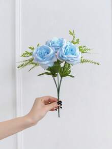 1 Bouquet (5 Stems) 13.8inch (H) Artificial Rose Flowers, Home Living Room Tabletop Decor, Wedding, Birthday, Mother's Day, Party Decoration, Bouquet - Multicolor - View 17