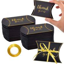 50 piezas Cajas de regalo de papel kraft negro y dorado con cinta dorada, adecuadas para bodas, fiestas, cumpleaños, graduaciones, embalaje de regalos de agradecimiento - Multicolor - Ver 9