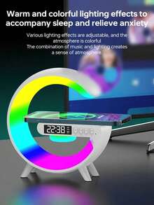4-In-1 Wireless Charger, Atmosphere Light, Bluetooth Speaker & Alarm Clock, Multi-Functional Bluetooth Speaker With Various LED RGB Ambient Night Lights, Suitable For Indoor And Outdoor Scenarios - View 4