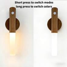 2pcs Black Walnut Color Smart Sensor Magnetic Light Strip, USB Rechargeable | 3 Dimming Levels | No Drilling Auto On/Off, Suitable For Wardrobe, Corridor, Stairs, Bedside - 2PCS - Black Walnut Color - View 3
