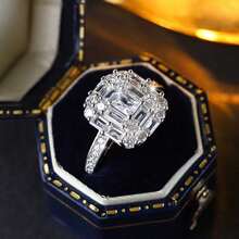 时尚优雅的锆石戒指，女士结婚戒指 - 白色 - 查看 8