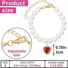 2pcs Pet Necklace, Made Of Faux Pearl, Fashionable And Durable With No Fading, Adjustable Size Suitable For Cats And Dogs, Comfortable For Daily Wear, Convenient For Walking Dogs - Multicolor - View 4