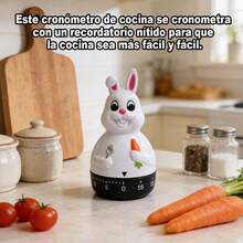 1 unidad de temporizador de cocina con forma de conejo, para control preciso del tiempo durante la cocción, ideal para cocina, estudio, trabajo, aula, deporte y gimnasio ayudando a gestionar el tiempo, un regalo original y elegante. - Blanco - Ver 4