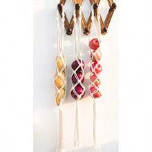 Decocove Cesta colgante de frutas Cesta Boho para almacenamiento de patatas cebollas y frutas Decoración para colgar en la pared de macramé Juego de 3 - Marfil - Ver 4