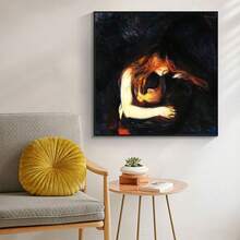 Yimissrui Edvard Munch Wall Art Canvas Prints -Love And Pain- Vampire Poster Abstract Expressionism Wall Art Dark Academia Painting Living Home Modern Cool Wall Decor Unframed (12x12in/30x30cm) Artistic Nature Artistic Nature - 有框架 - 查看 2