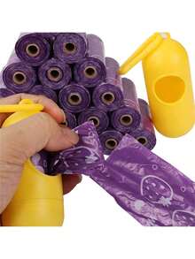 Purple Series Pet Waste Bags, Printed Dog Poop Bags, Outdoor Dog Walking Cleanup Bags - Multicolor - View 6
