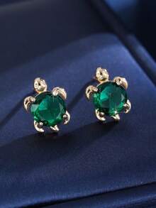 一对优雅可爱的治愈系海龟耳钉，做工精致，百搭通勤耳环 - 耳環 - 查看 5