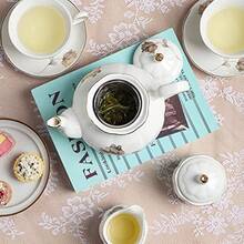 CHENP.HMC - Juego de té de cerámica de porcelana 22 piezas tetera y taza 30 onzas para 6 juegos de regalo amantes del té o café boda cumpleaños - Flores - Ver 6