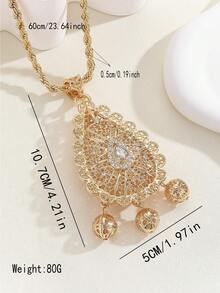 1 mặt dây chuyền hình giọt nước kiểu Ả Rập bằng hợp kim kẽm đính đá, thích hợp cho đám cưới và đeo hàng ngày của phụ nữ. - Vàng - Xem 8