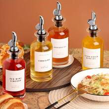 1pc Gold Glass Oil Bottle - Can Be Used As Kitchen Olive Oil Bottle, Coffee Bar Accessory Coffee Syrup Bottle, Cooking Oil Bottle, Comes With Random Sticker - Multicolor - View 1