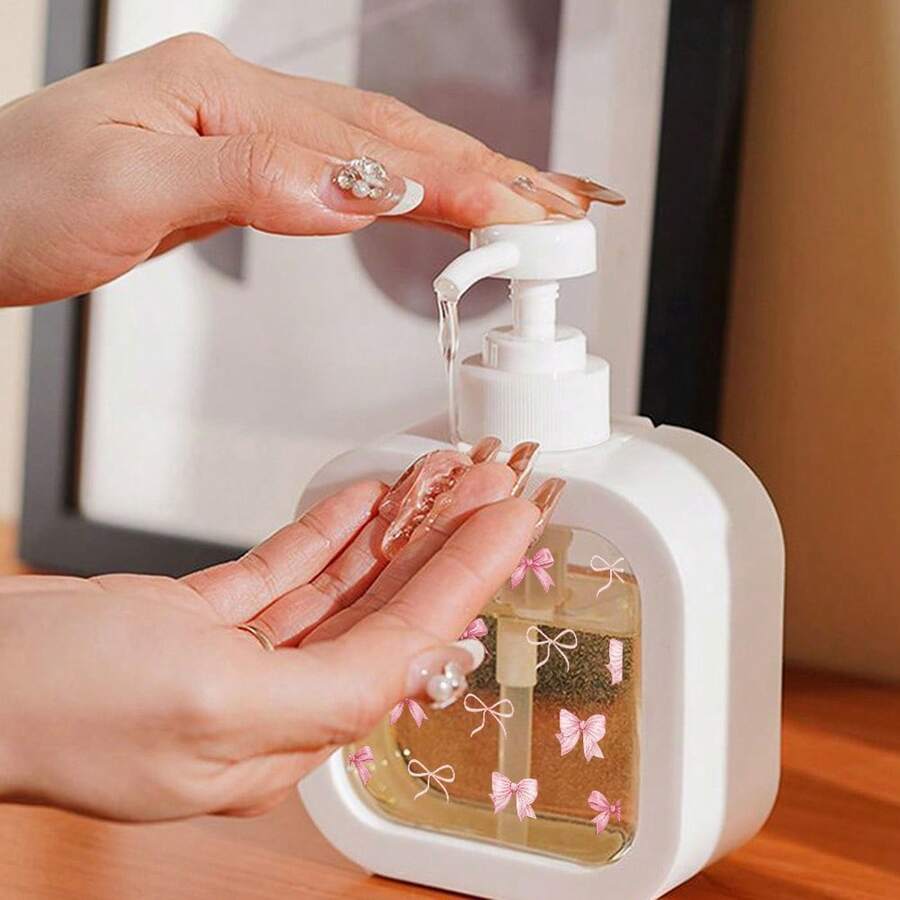 1pc White Transparent Pump Dispenser Bottle, Kitchen Dish Washing Liquid Pump Bottle, Bathroom Hand Soap Refillable Dispenser, Transparent View, Pump Dispense, Precise Dosage - Multicolor - View 1