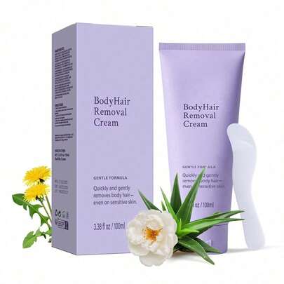 Hair Removal Cream For Women, Plant-Based Sensitive Skin Formula, Fast-Acting Depilatory Cream For Legs/Arms/Underarms/Stomach/Bikini Line, 2-In-1 Hair Removal ((3.38 Fl Oz (Pack Of 1)))