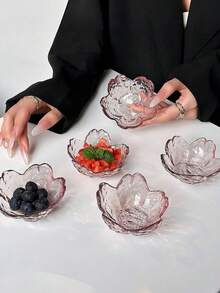 1 cái/2 cái/4 cái/6 cái đĩa thủy tinh Nhật Bản họa tiết băng giá hình hoa anh đào, đĩa đựng nước chấm, đĩa chấm lẩu, đĩa đựng nước sốt cà chua salad. - Nhiều màu - Xem 1