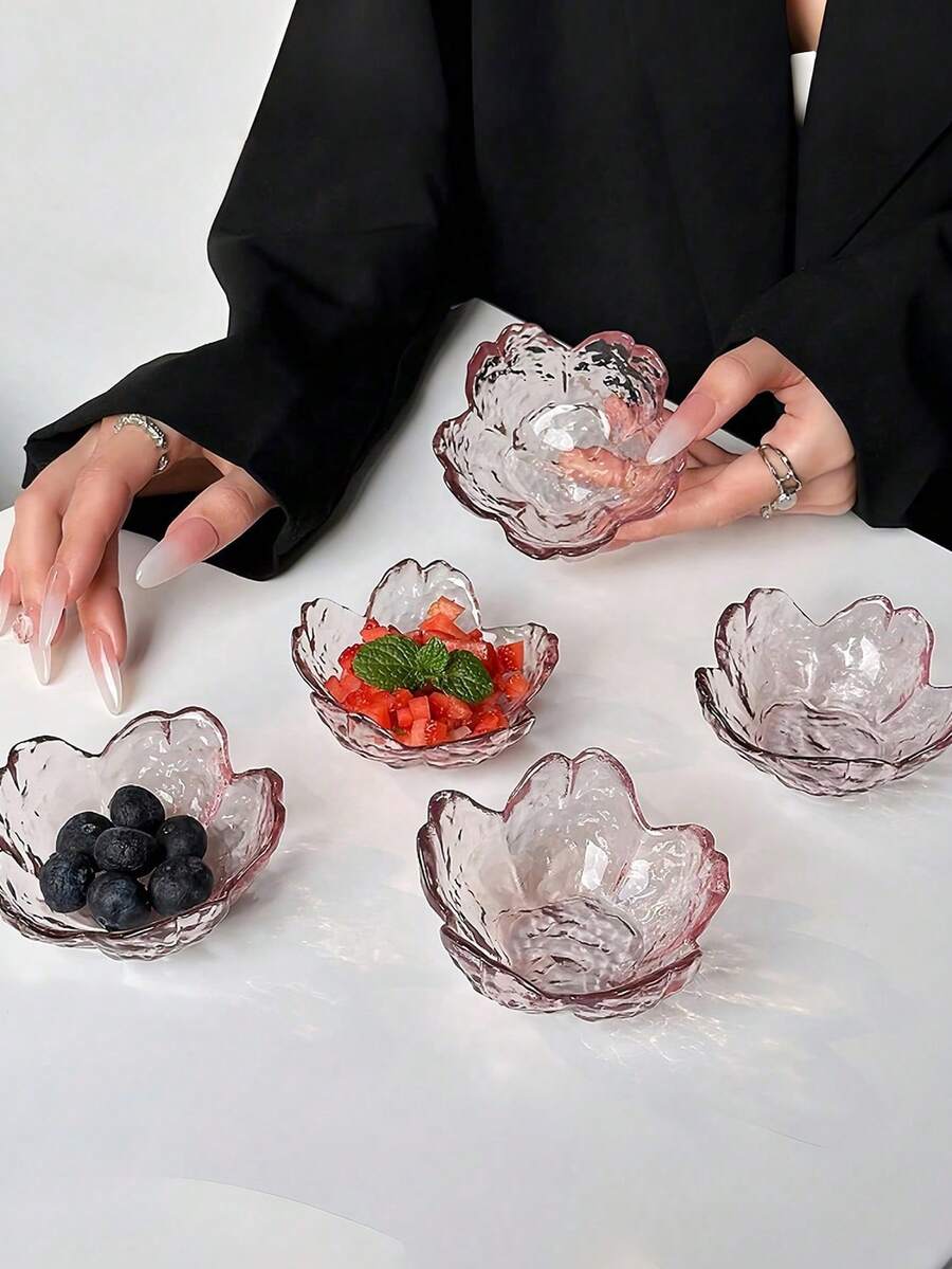 1 cái/2 cái/4 cái/6 cái đĩa thủy tinh Nhật Bản họa tiết băng giá hình hoa anh đào, đĩa đựng nước chấm, đĩa chấm lẩu, đĩa đựng nước sốt cà chua salad. - Nhiều màu - Xem 1