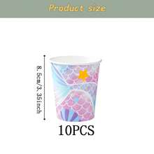 Bộ đồ dùng ăn uống dùng một lần hình đuôi nàng tiên cá, đĩa tiệc 7/9 inch, đĩa giấy dùng một lần, khăn ăn, cốc, thích hợp cho các dịp lễ, đám cưới, lễ đính hôn, sinh nhật, tiệc tùng, lễ kỷ niệm. - Nhiều màu - Xem 13