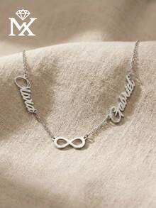 Personalized 2 Names Necklace, Couple Names Necklace With Infinity/Heart, Gift For Wife, Two Name Necklace,Mom Kids Jewelry,Anniversary Gift - Multicolor - View 5
