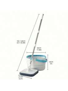 Hands-Free Mop Bucket Set, Lazy Mop, Dust-Removing Mop, Dual-Use For Dry And Wet Cleaning. Perfect For Home, Kitchen, And Bathroom Floors. Cleaning Supplies Suitable For Household, Kitchen, And Bathroom Cleaning. - 拖把套裝 - 查看 6