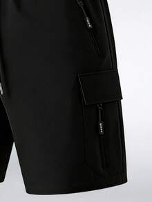 American Streetwear Utility Cargo Shorts, Loose Casual Bermuda Shorts For Summer - Black - View 7