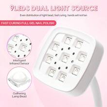 360° Rotatable & Foldable Portable Professional UV LED Nail Lamp, With 2 Timer Settings, Suitable For Home Manicure And Nail Salon - 彩色 - 查看 3