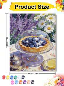 Bộ tranh kỹ thuật số tự làm hình bánh tart việt quất với hoa oải hương và hoa cúc, kích thước 40x50cm/16x20 inch, quà tặng ngày lễ. - 40*50 cm - Xem 2