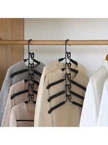 5-In-1 Space Saving Clothes Hanger With Detachable Pant Rack & Non-Slip Foam - Durable Metal Organizer For T-Shirts, Jeans, Etc. - Multicolor - View 2