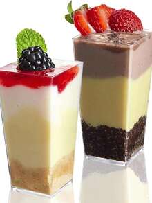 100/50/40/30/20/10pcs Mini Rectangle Dessert Cups, Transparent Cake Cups (Dessert Shooter Cups) For Wedding Reception, Yogurt, Panna Cotta, Cheesecake, Pudding, Jelly And Appetizer Mousse - Clear - View 5