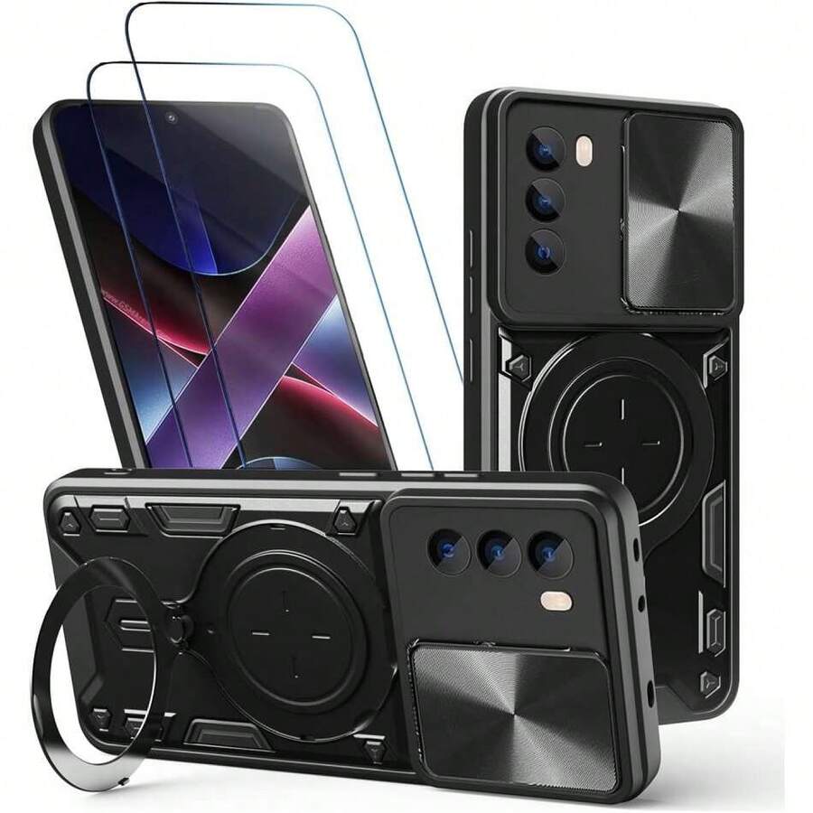 Case For Moto G42 Capa Case - With Screen Protector And Built-In Phone Stand - Black, 42521938 - Blue - View 1