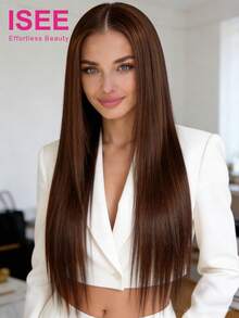 ISEE HAIR Striaght Wear Go Glueless Transparent Lace Wigs 9*6 Lace Wigs Chocolate Brown 18-28 Inch 180% Density High Density Pre-Plucked Hairline Pre-Cut Lace Unprocessed Human Hair Natural Hairline Top Quality Stylish Wig Beginners Friendly Vacay Vibes Active Energy Travel Essential Holiday - S4 - View 1