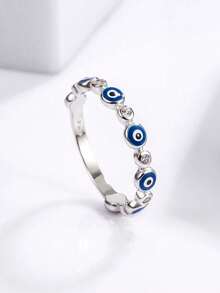 Jessie Jewelry 1 buah Cincin Perak Sterling 925 Fashion dengan Desain Mata Jahat, Aksesori Perhiasan Berkualitas Tinggi - Perak - View 5
